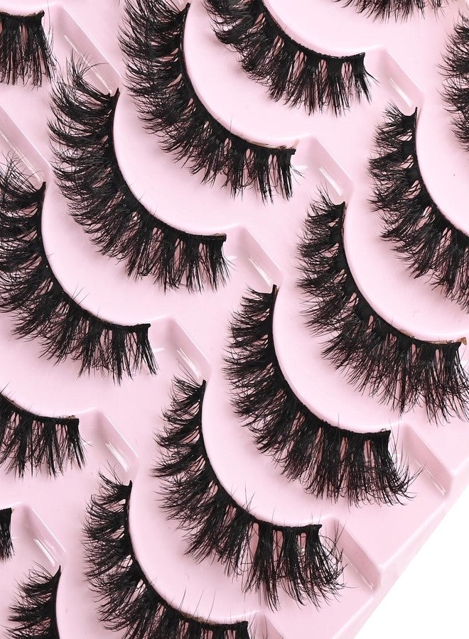 FARRED Wispy Mink Lashes Fluffy False Eyelashes 14 Pairs Fake Eyelashes Natural Look Short Natural Lashes Cat Eye Lash Wispy Volume Eyelash Faux Mink Strip Lashes Pack for Daily Makeup (F19 | 6-13 mm) - Image 4
