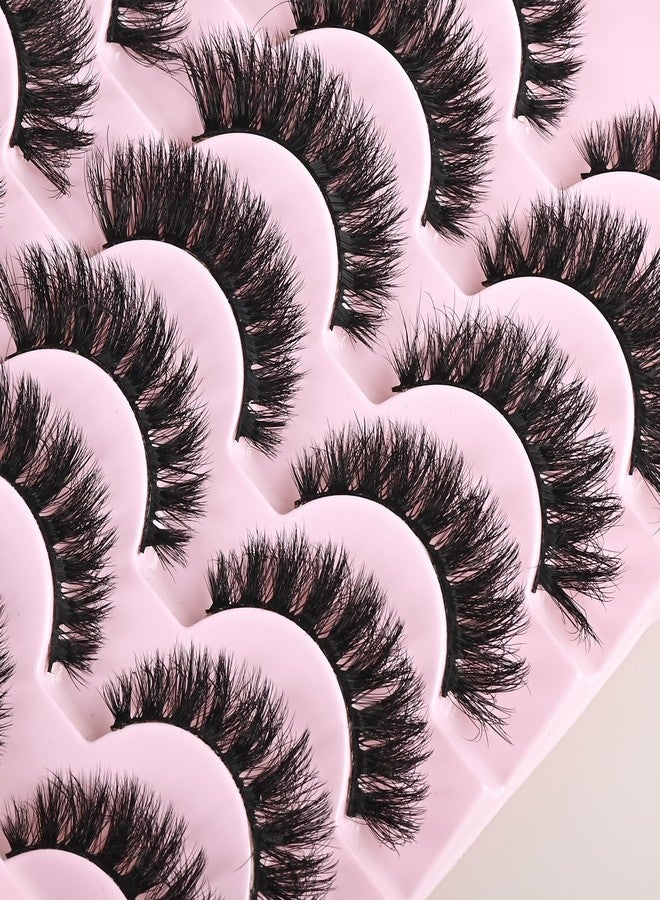 FARRED Wispy Mink Lashes Fluffy False Eyelashes 14 Pairs Fake Eyelashes Natural Look Short Natural Lashes Cat Eye Lash Wispy Volume Eyelash Faux Mink Strip Lashes Pack for Daily Makeup (F19 | 6-13 mm) - Image 5
