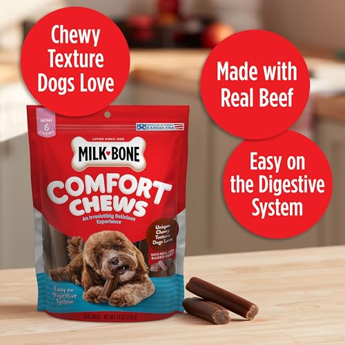 Milk-Bone Mini Comfort Chews, Rawhide Free Dog Treats with Unique Chewy Texture and Real Beef, 6 Mini Chews (Pack of 5) - Image 4