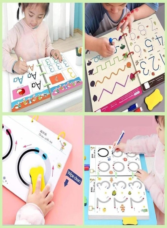 Dkriva® Alphabet Number Handwriting Workbook for Preschool Kids Tracing Letters and Numbers with Pen Control Fine Motor Skill Practice Reusable Writing Book-Pen Control Training - Image 5