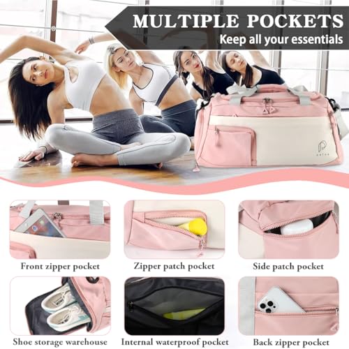 PALAY® Gym Bag Fashion Fitness Bag with Shoe Compartment Lightweight Duffle Shoulder Travel Multifunctional Travel Waterproof Day Pack Shoulder Yoga,Pink - Image 4