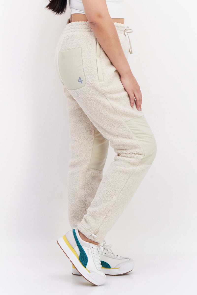 Fourlaps بنطال نسائي بقصة عادية، منقوش، بيج - Image 2