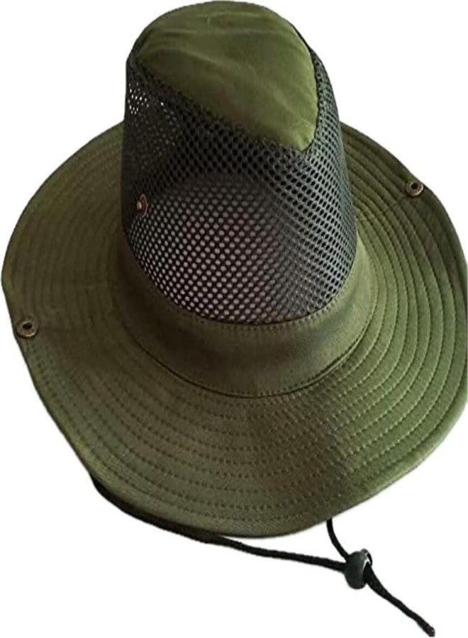Zeki Sun Protection Cap for Men, Beach Fishing Hat, Summer Hat for Men, Round Sun Cap for Hiking, Fishing, Gardning, Travel (Pack of 1) (Green) - Image 3