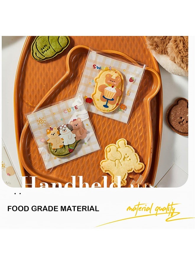 200 Count Five Cute Animal Mix Cookie Candy Treat Bags 4x3 Self-Adhesive Sweets Biscuit Dessert Plastic Bags Cellophane Gift Goody Package for kids Birthday Summer Party Favors Supplies - Image 4