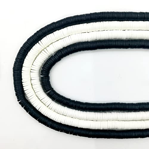 Looconi Amaney 1400pcs 6mm Heishi Beads Polymer Clay Beads for Jewelry Making Bracelets Necklace Black and White - Image 1