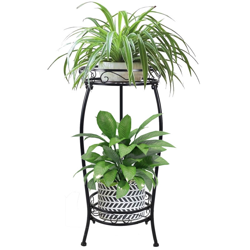 MOCORY Plant Stand Indoor Outdoor 2 Tier 25" Tall Metal Potted Holder Flower Pot Stand Heavy Duty Plant Shelf Rustproof Iron Multiple Plant Round Supports Rack for Planter Corner Garden Balcony Patio - Image 1