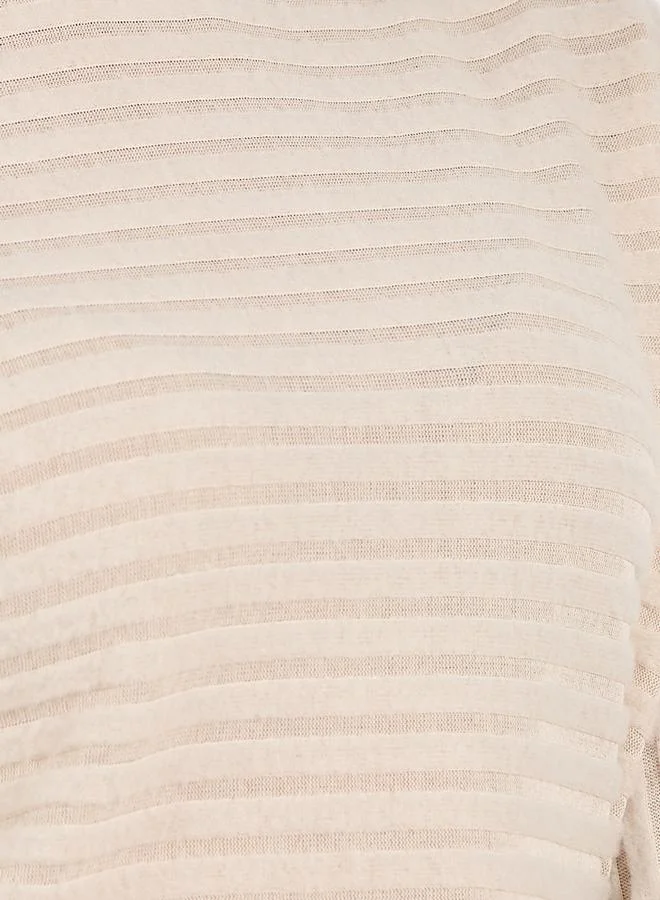 Styli Ribbed Mock Neck Boxy Knit Top with Dropped Shoulder