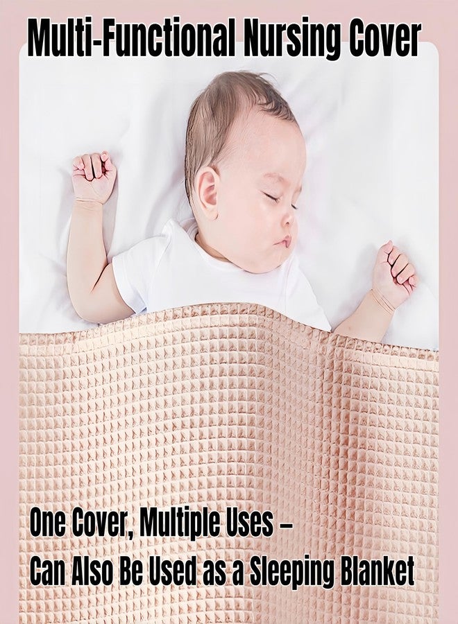 ETOFIXEE Waffle Weave Multifunctional Nursing Cover - 100% Cotton Breathable Breastfeeding Scarf (30x36 Inch), Adjustable Anti-Exposure Feeding Cover, Reusable Baby Swaddle Blanket (Pink) - Image 5