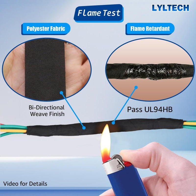 LYLTECH Wire Harness Tape 7 Rolls, Polyester Fabric,Flame Retardant,at 257℉ to -40℉, Wiring Loom Harness Electrical Tape,Each Roll 3/4 inch x 30 ft - Image 4