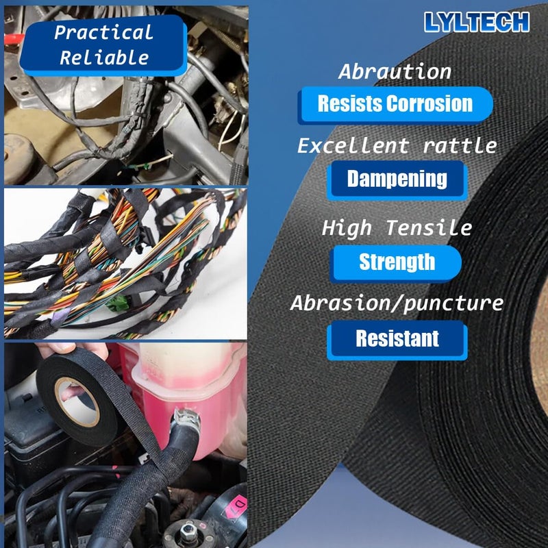LYLTECH Wire Harness Tape 7 Rolls, Polyester Fabric,Flame Retardant,at 257℉ to -40℉, Wiring Loom Harness Electrical Tape,Each Roll 3/4 inch x 30 ft - Image 5