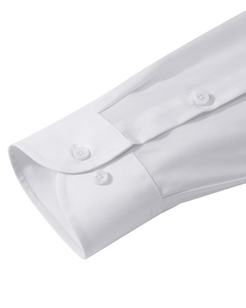 Lusead Mens White Dress Shirts Slim Fit Stretch Funerals Long Sleeve Stretch Wrinkle Free Formal Tuxedo Button Down Shirt Men - Image 5