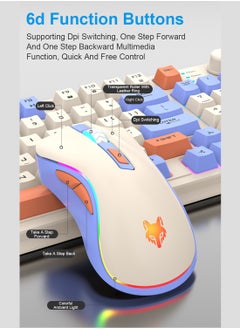 XUNFOX Arabic & English Wired Gaming Keyboard and Mouse Set,Mechanical Feel Office Keyboard with Multimedia Knob White Blue  - Image 4