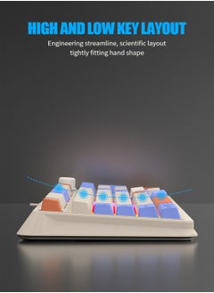 XUNFOX Arabic & English Wired Gaming Keyboard and Mouse Set,Mechanical Feel Office Keyboard with Multimedia Knob White Blue  - Image 3