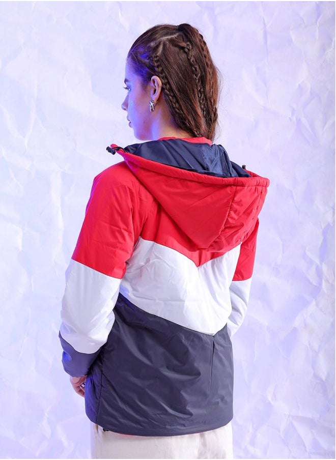 Freehand - Women Regular Fit Colourblocked Puffer Jacket - Image 1