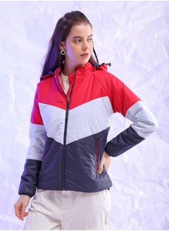 Freehand Women Regular Fit Colourblocked Puffer Jacket  - Image 3