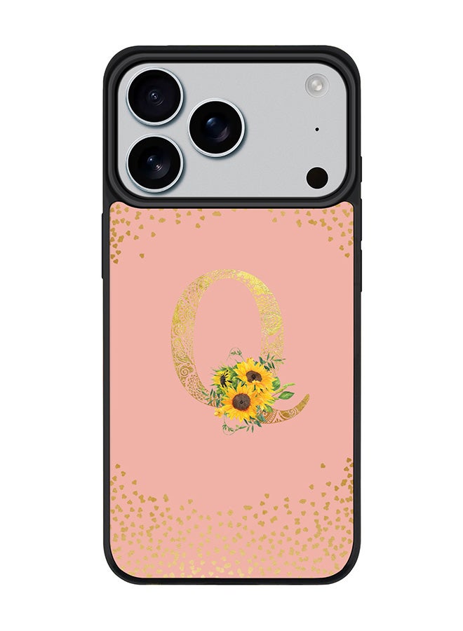 Stylizedd iPhone 17 Pro Case, [Compatible with MagSafe] Slim Magnetic cover Phone Case iPhone 17 Pro -Custom Floral Monogram - Q  (Rose Pink ) - Image 1