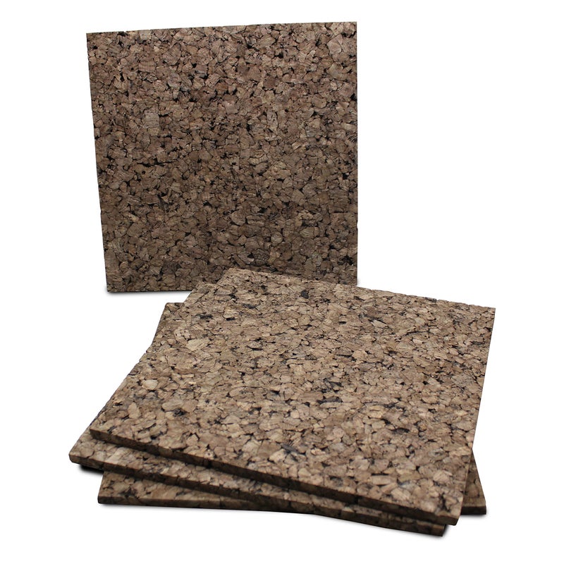Flipside Products 12" x 12" x 9.5mm Thick Dark Brown Cork Squares, Wall Tiles, Square Pinning Cork Board, Bulletin Board Mini Wall Board - 4 Pack - Image 1