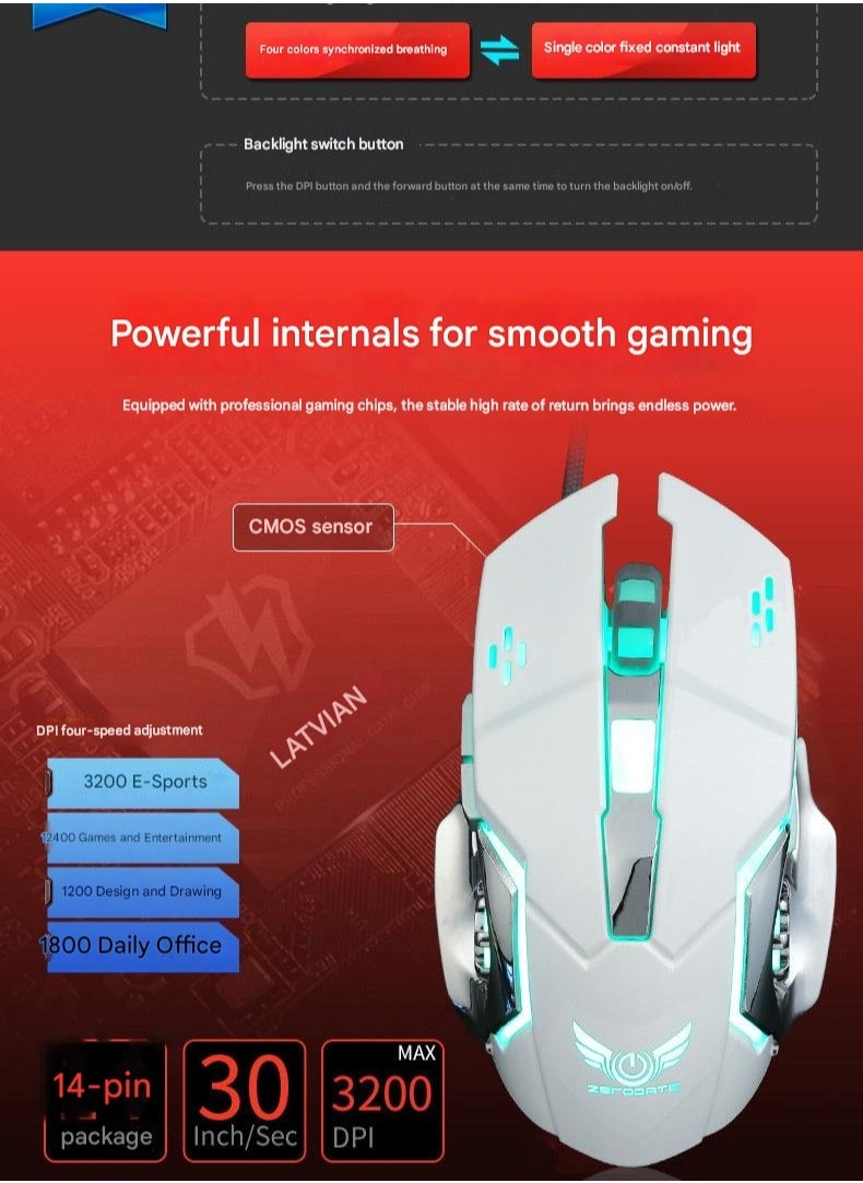 ماركة غير محددة Wrangler G11 Gaming Esports Mechanical Mouse Macro Definition Colorful Luminous Wired USB Mouse  - Image 4