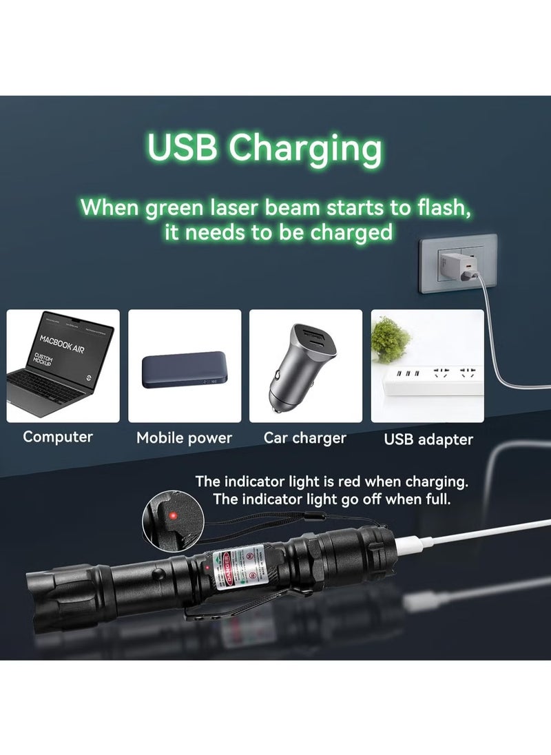 LIMOS - High Power Green Laser Pointer Flashlight, Tactical Long Range Laser Flashlight, Rechargeable Laser - Image 1