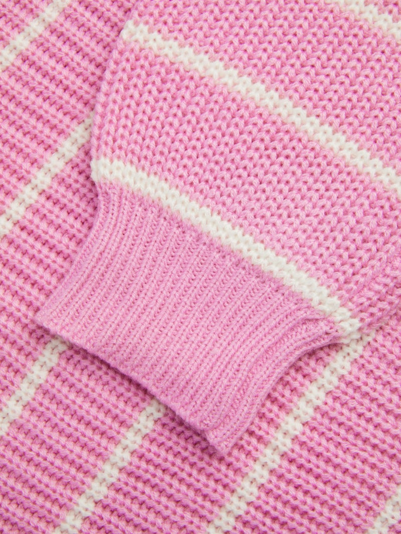 CIDER Womenâ€™s Cropped Striped Sweater Long Sleeve Crew Neck Trendy Pullover Tops: Pink, M - Image 2