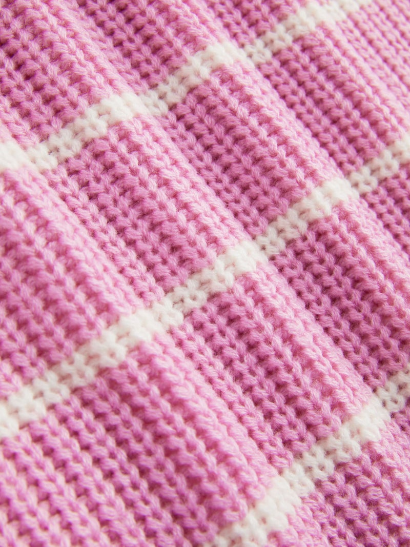 CIDER Womenâ€™s Cropped Striped Sweater Long Sleeve Crew Neck Trendy Pullover Tops: Pink, M - Image 4