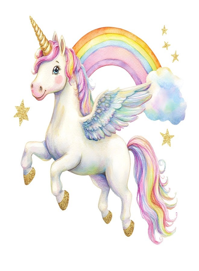 Zaiphany Large Unicorn Rainbow Wall Decals for Girls Bedroom Stickers,Large Unicorn Wall Decals for Girls Room Peel and Stick - Image 1