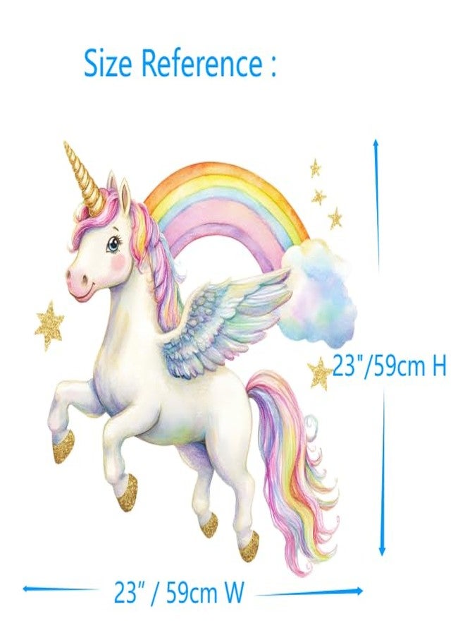 Zaiphany Large Unicorn Rainbow Wall Decals for Girls Bedroom Stickers,Large Unicorn Wall Decals for Girls Room Peel and Stick - Image 2