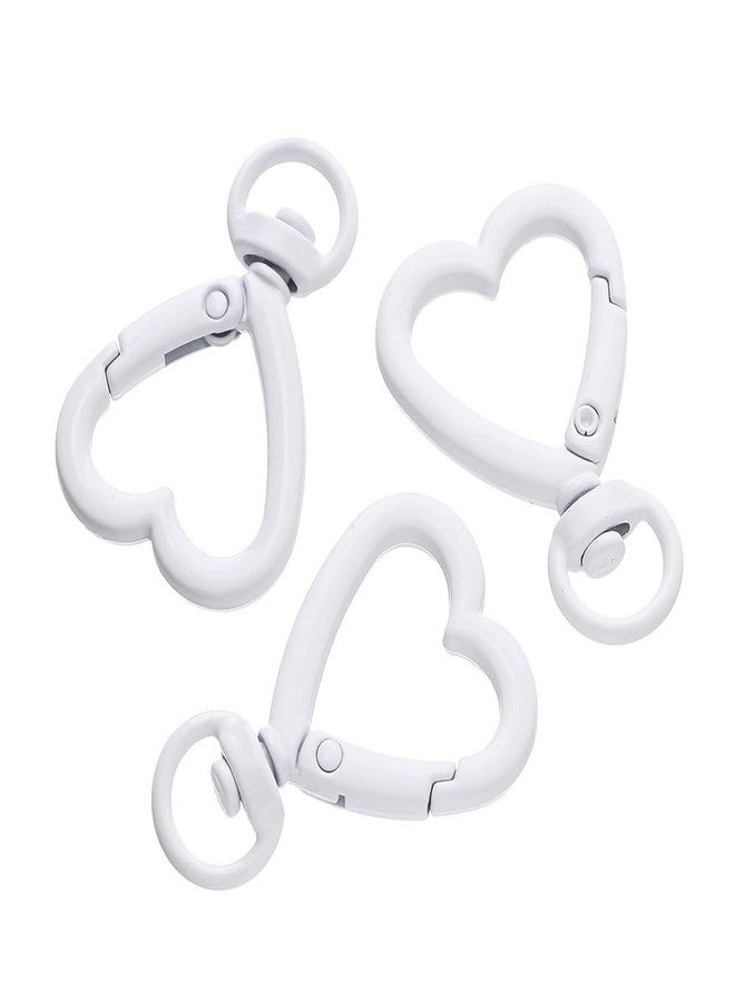 SUKPSY 8 Pcs Heart Swivel Spring Clasps Carabiner Buckle Metal Spring Key Chain Hook Clasps Hardware Accessories for Handbag DIY Bags Key Rings and Craft Making (White) - Image 2
