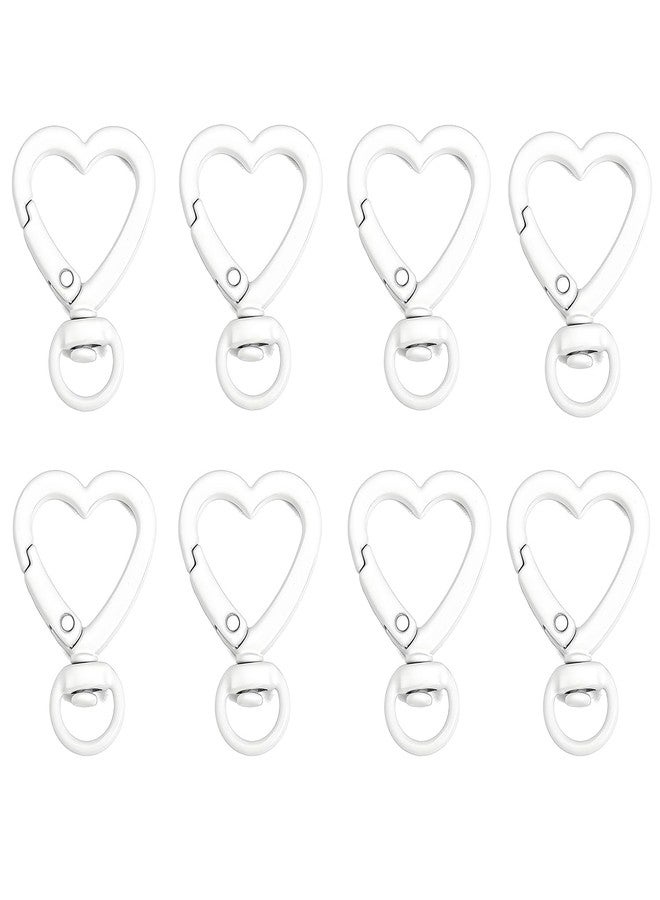 SUKPSY 8 Pcs Heart Swivel Spring Clasps Carabiner Buckle Metal Spring Key Chain Hook Clasps Hardware Accessories for Handbag DIY Bags Key Rings and Craft Making (White) - Image 1