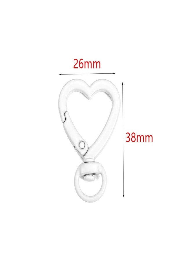 SUKPSY 8 Pcs Heart Swivel Spring Clasps Carabiner Buckle Metal Spring Key Chain Hook Clasps Hardware Accessories for Handbag DIY Bags Key Rings and Craft Making (White) - Image 3