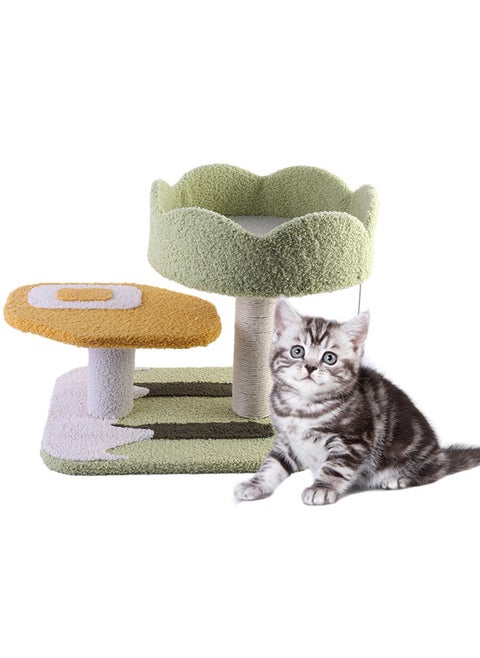 Cute Cat Tree, Natural Sisal Rope Flower Platform with Magic Ball Cat Scratching Post for Kittens (Flower-31*45*38cm)