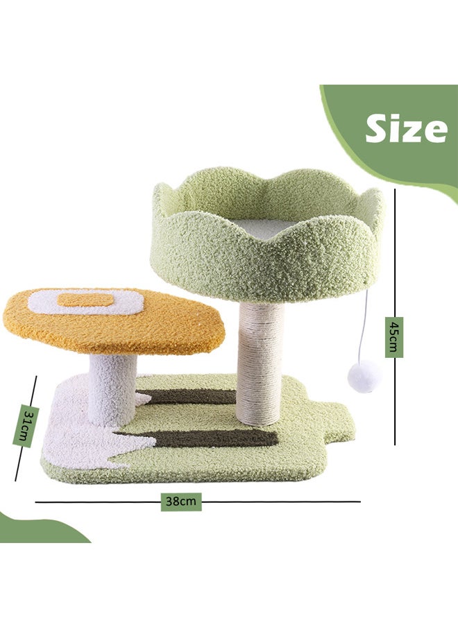 Cute Cat Tree, Natural Sisal Rope Flower Platform with Magic Ball Cat Scratching Post for Kittens (Flower-31*45*38cm)