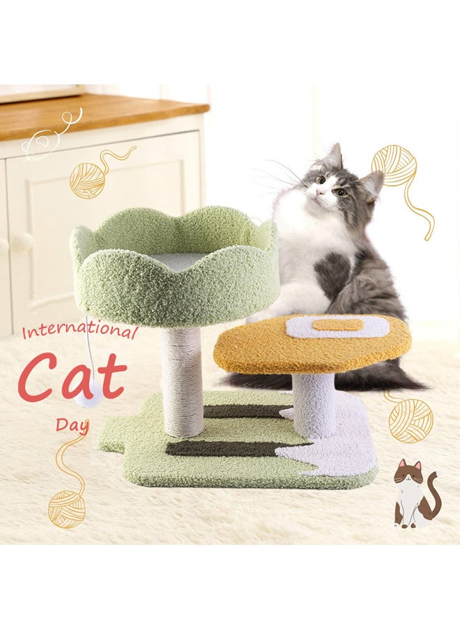 Cute Cat Tree, Natural Sisal Rope Flower Platform with Magic Ball Cat Scratching Post for Kittens (Flower-31*45*38cm)