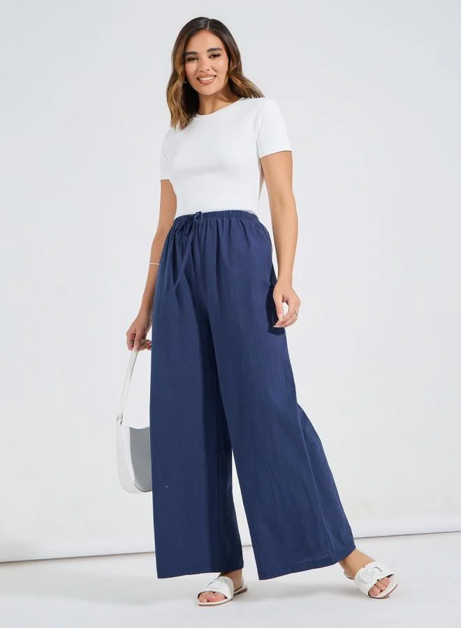 Take Two Take Two Solid Wide Leg Pants with Drawstring
