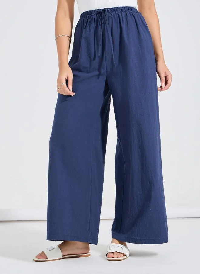 Take Two Take Two Solid Wide Leg Pants with Drawstring