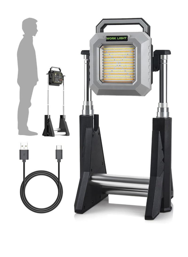 DIGI CORE LED Work Light 6000LM Cordless Work Lights 15000mAh Rechargeable Work Light Telescopic With Stand Outdoor Flood Light 2700/6500K 128 White Light SMD 128 Yellow Light SMD 20 Red Light SMD Camping Light Cob Light - Image 1