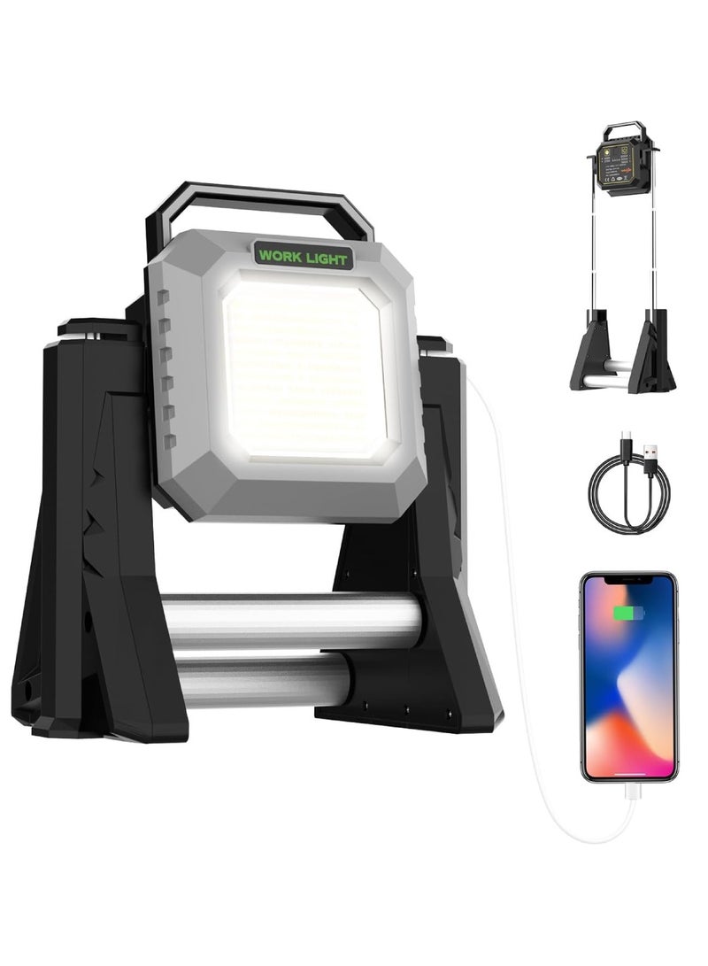 DIGI CORE LED Work Light 6000LM Cordless Work Lights 15000mAh Rechargeable Work Light Telescopic With Stand Outdoor Flood Light 2700/6500K 128 White Light SMD 128 Yellow Light SMD 20 Red Light SMD Camping Light Cob Light - Image 2