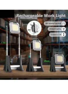 DIGI CORE LED Work Light 6000LM Cordless Work Lights 15000mAh Rechargeable Work Light Telescopic With Stand Outdoor Flood Light 2700/6500K 128 White Light SMD 128 Yellow Light SMD 20 Red Light SMD Camping Light Cob Light  - Image 3