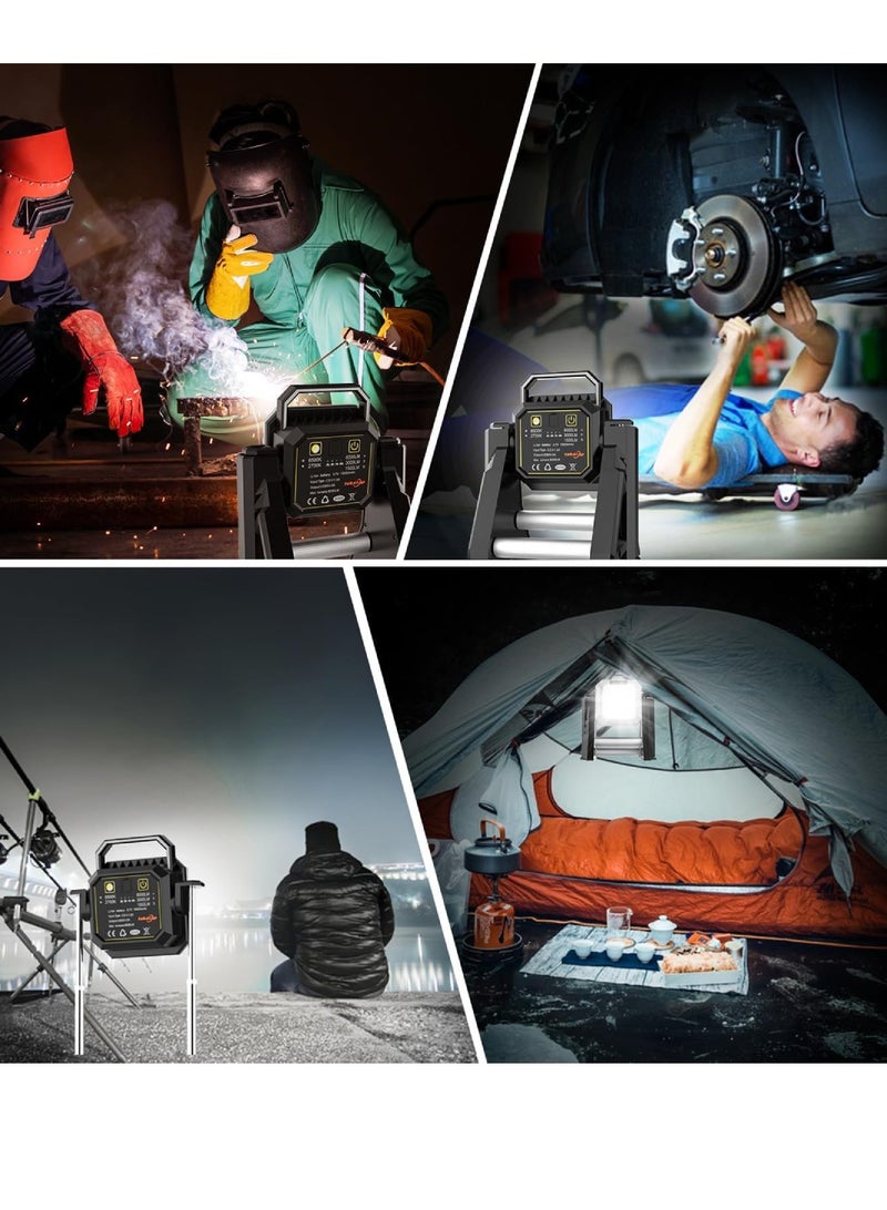 DIGI CORE LED Work Light 6000LM Cordless Work Lights 15000mAh Rechargeable Work Light Telescopic With Stand Outdoor Flood Light 2700/6500K 128 White Light SMD 128 Yellow Light SMD 20 Red Light SMD Camping Light Cob Light - Image 5