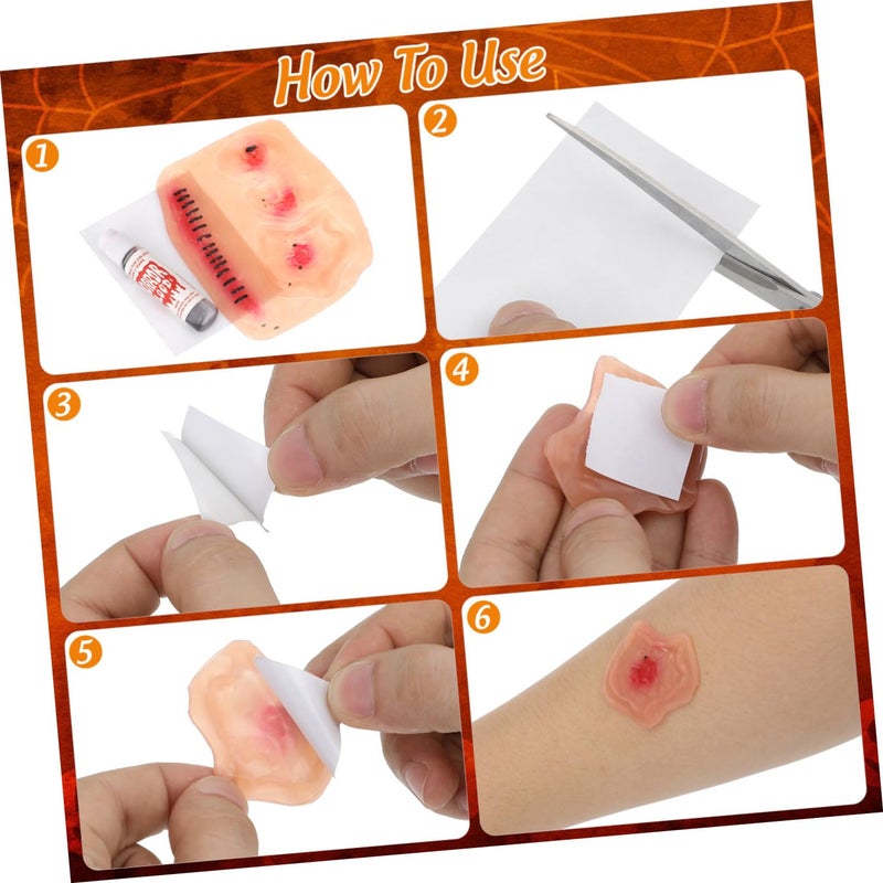 2pcs Halloween Scary Face Wound Sticker Latex Makeup Temporary Scar Tattoos for Costumes Parties Style - Image 3