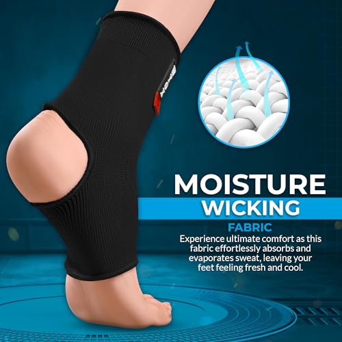 WYOX Ankle Brace for Sprained Ankle - Stabilizer Brace for Women, Support for Men, Achilles Tendonitis Wrap, and Compression Sleeve - Perfect for Running, Gym, Boxing, and Sports (Black, L/XL) - Image 5