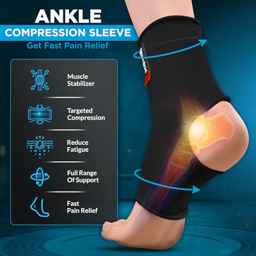 WYOX Ankle Brace for Sprained Ankle - Stabilizer Brace for Women, Support for Men, Achilles Tendonitis Wrap, and Compression Sleeve - Perfect for Running, Gym, Boxing, and Sports (Black, L/XL) - Image 2
