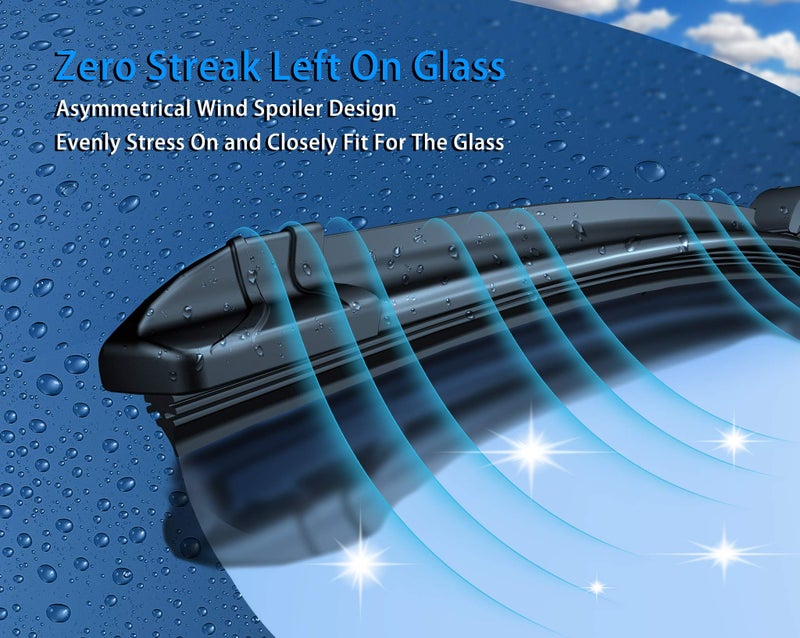 LUTEUS Wiper Blades Replacement for 2007-2009 GMC Envoy, 2007-2014 GMC Yukon All- Seasons Windshield Wiper Blades 22"+22"+12"(Set of 3) U/J HOOK - Image 3