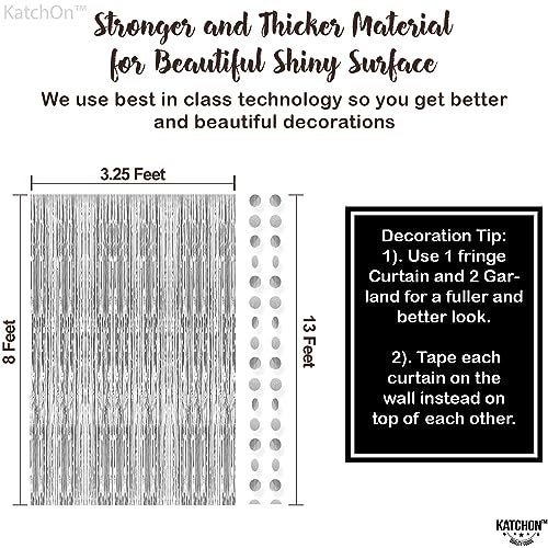 KatchOn XtraLarge Silver Backdrop Curtain with Garland 32x8 Feet Pack of 3 Silver Streamers Backdrop Disco Party Decorations Graduation Backdrop 2026 for Graduation Decorations 2026 - Image 3