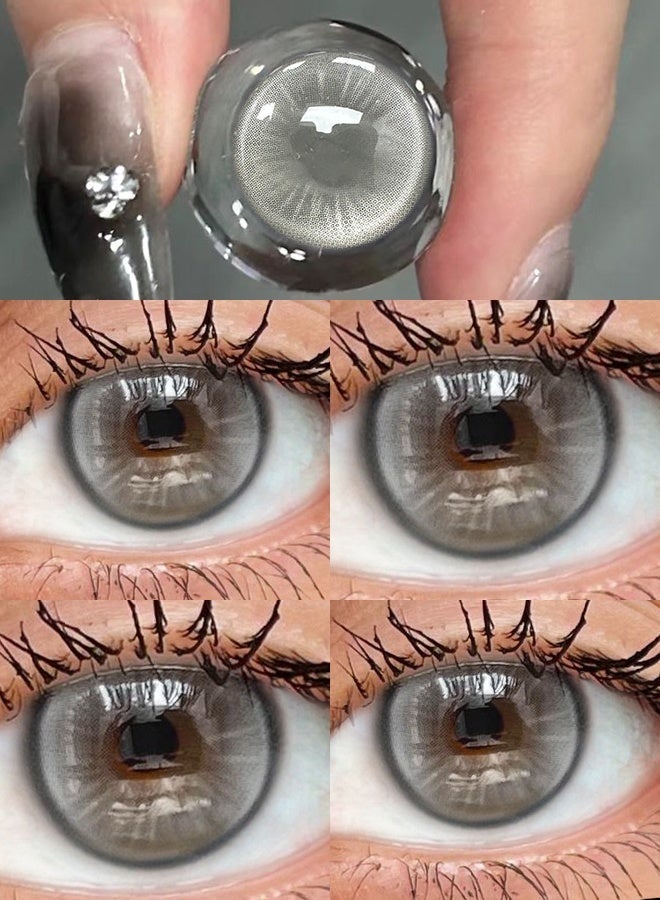 FreshLady Future Light Grey Colored Contact Lenses 14.50mm – Soft Comfortable Yearly Cosmetic Lenses for Natural Big Eye Look, Bright Grey Eyes, Daily Wear, Makeup & Party, Unisex - Image 2