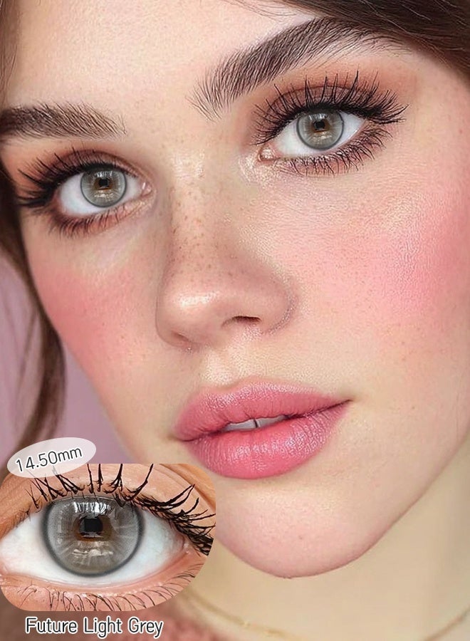FreshLady Future Light Grey Colored Contact Lenses 14.50mm – Soft Comfortable Yearly Cosmetic Lenses for Natural Big Eye Look, Bright Grey Eyes, Daily Wear, Makeup & Party, Unisex - Image 1