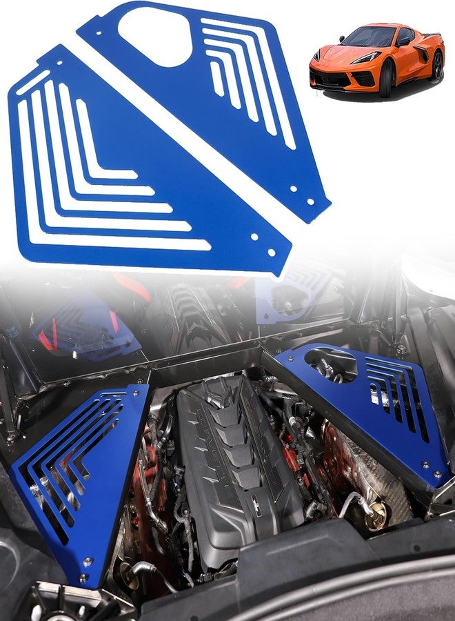 Sekhyna Engine Bay Panel Cover Trim Compatible with Corvette C8 Stingray 2020-2023 Aluminum Alloy 2PCS Engine Compartment Left Right Protection Leakproof Cover Trim Accessories (Blue) - Image 1