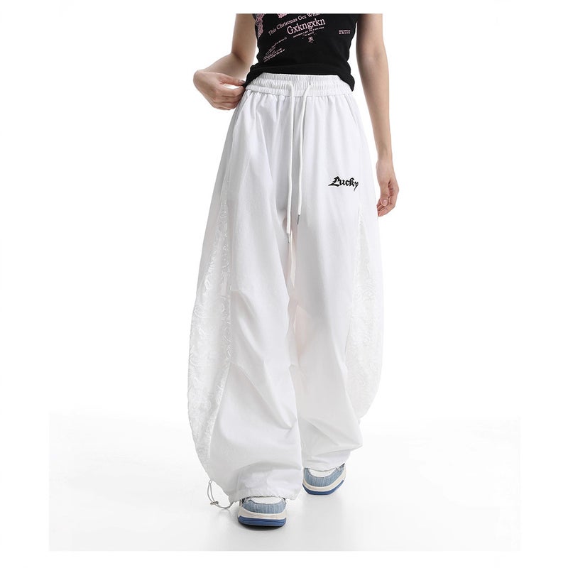 2026 Summer Hip-Hop Lace Patchwork Wide-Leg Pants - Image 3