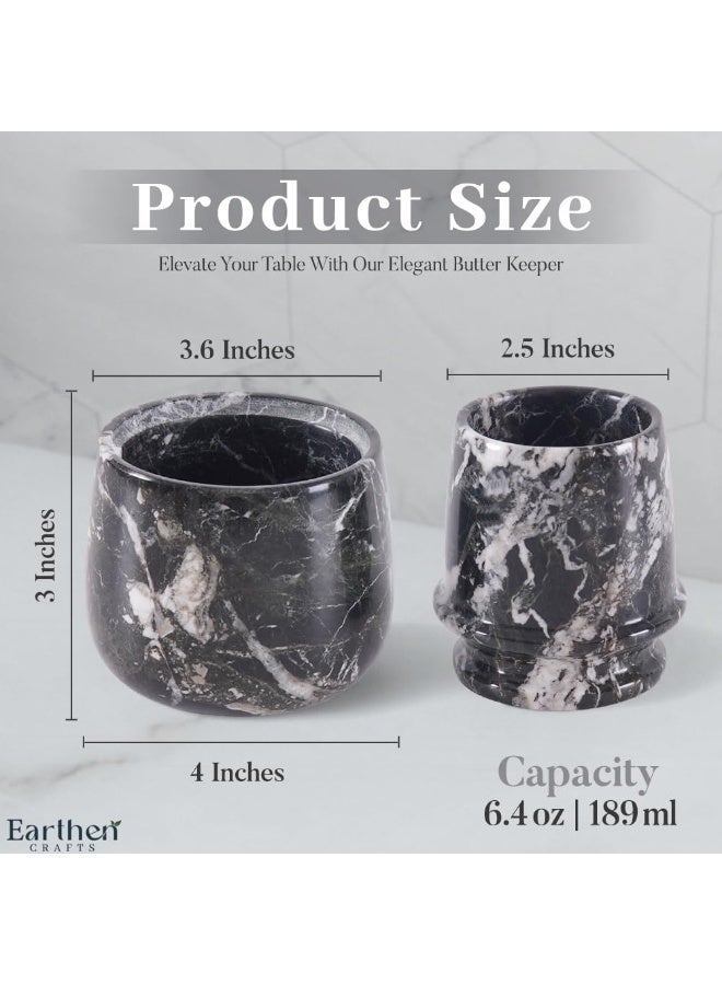 RADICALn Marble Butter Keeper 4 Inch Black Zebra – Handmade French Butter Dish with Lid | Elegant Countertop Butter Crock & Storage Holder for Kitchen and Dining - Image 2