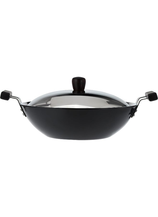 Hawkins 5 Liters Futura Hard Anodised Aluminium Kadai/Frying Pan With Stainless Steel Lid,Black  - Image 2